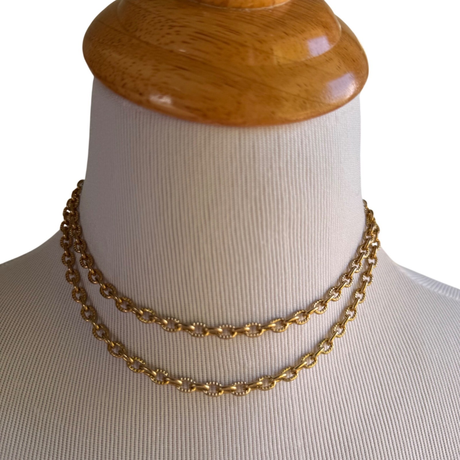 Gold Tone 31 Inch Chain-Link Necklace 1980s Lobster Claw Clasp Stamped Korea Vtg