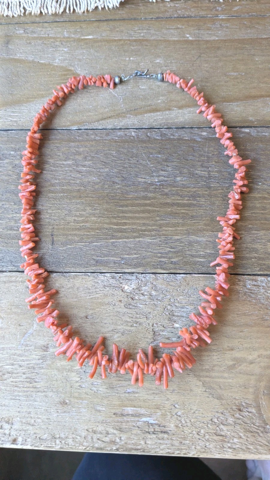 Vintage Native American Navajo Coral Branch Necklace Salmon Color 16″