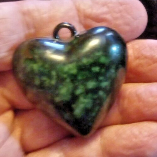 Fine vintage red hard plastic HEART pendant 1 & 1/2″ across Love Charm Very COOL