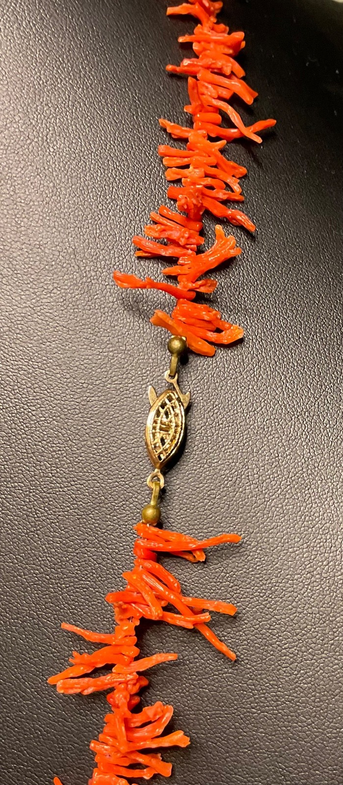 Vintage Branch/TWIG NATURAL Red Coral Necklace 28”Mediterranean Sea Italian Boho