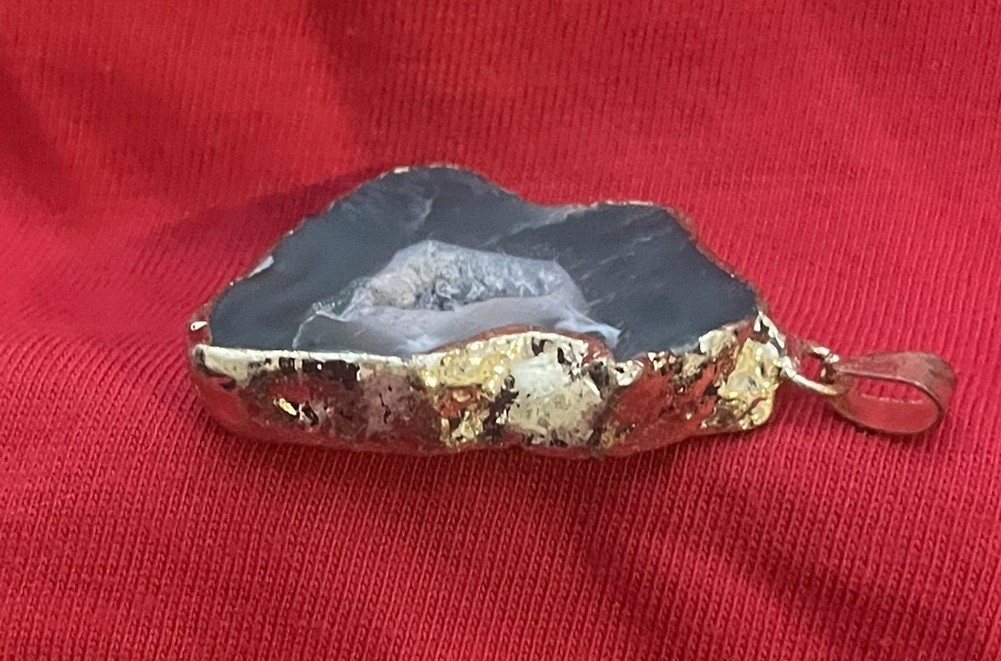Green Slice Geode Agate Pendant Setting-Handmade (5)
