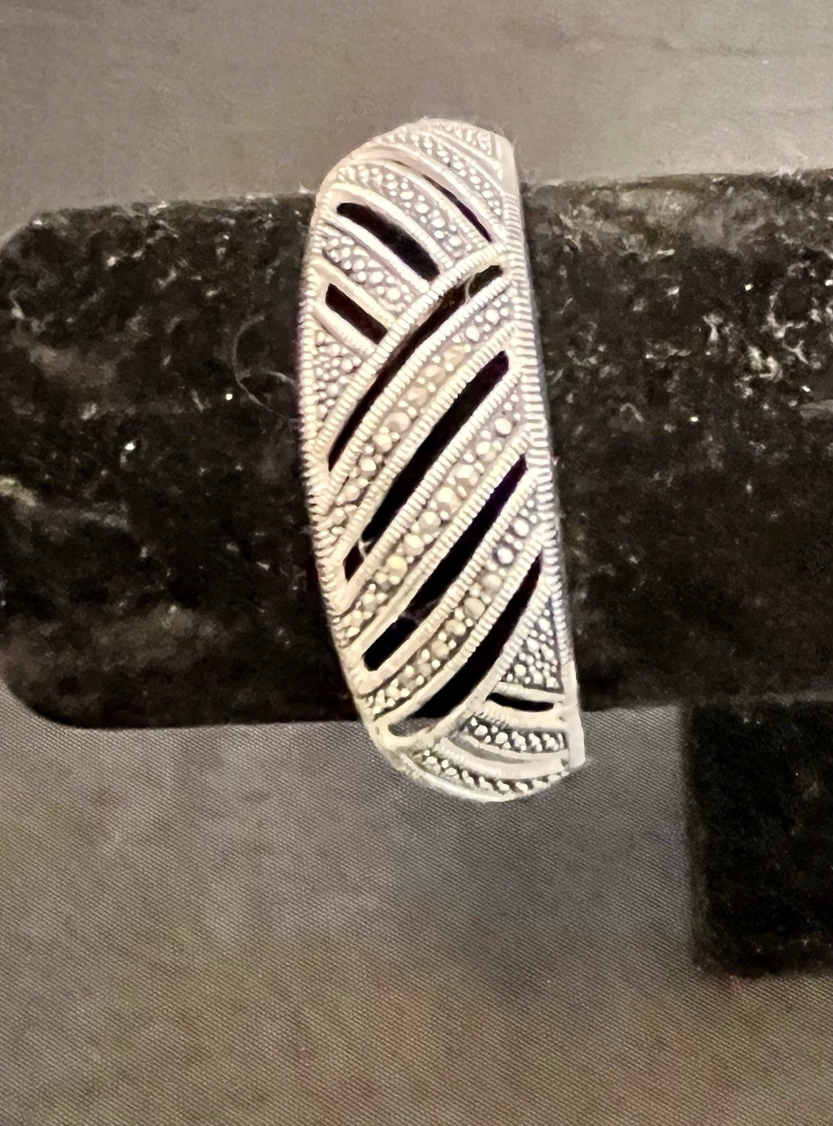 Marsala Marcasite Bracelet Silver Color Art Deco Geometric New In Box Cuff