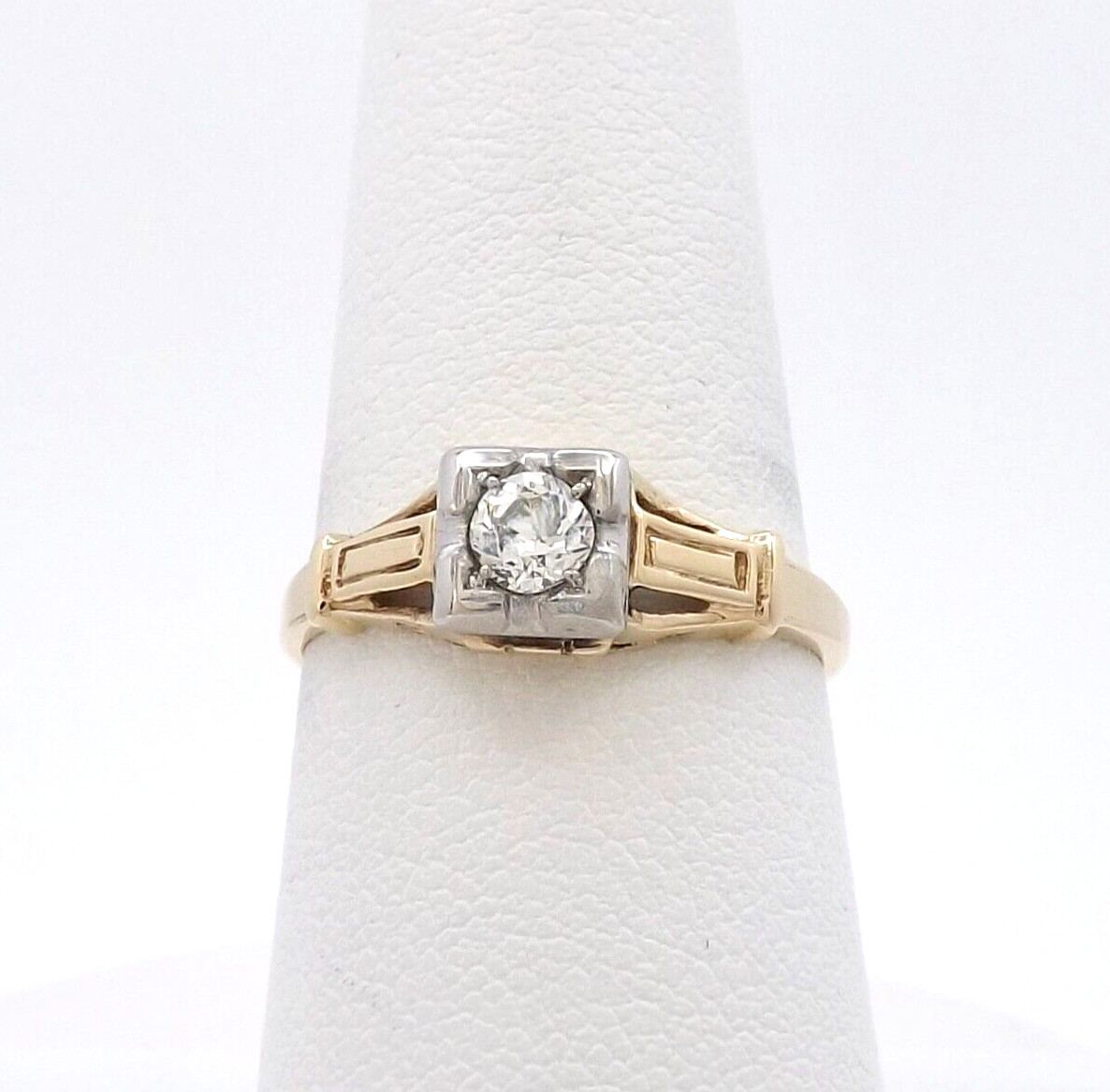 Victorian 14K Gold Old European Cut Diamond Promise Pre Engagement Ring sz7