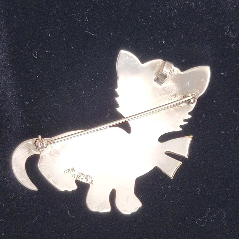 Sterling Silver 925 Kitten Cat Brooch Pin Pendant Vintage Taxco Mexico