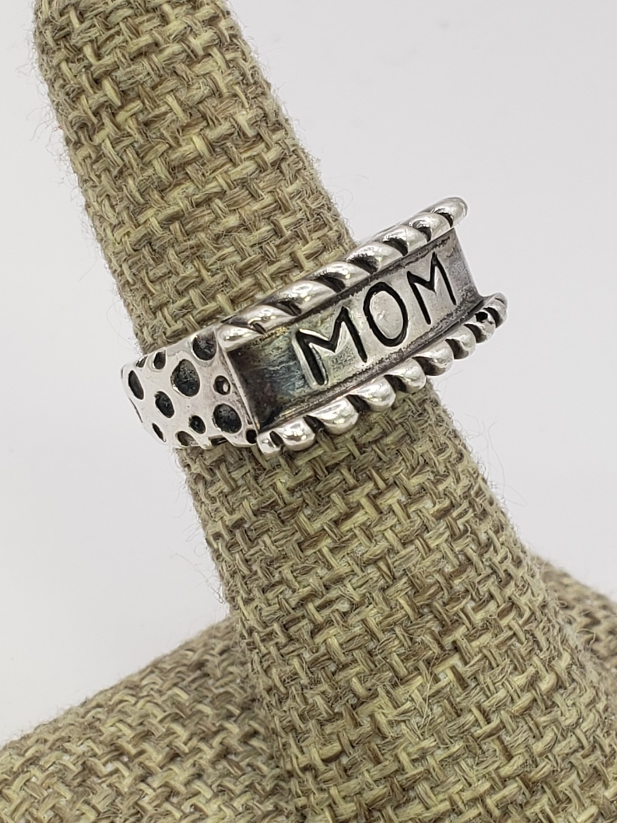 Vintage DLM Dian Malouf Sterling Silver Sailor Tattoo Style MOM Ring Size 5.75