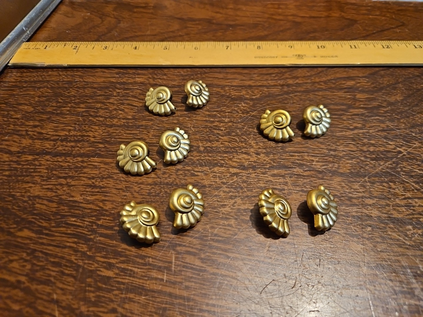 Lot Of 10 Circle Design PostEarrings France Vintage 60s Brass Stampings Jewelry