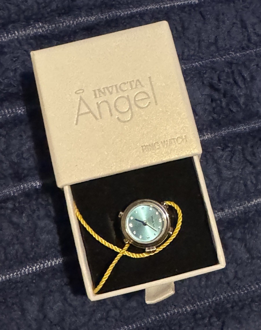 New! 🔥 Invicta Angel Watch Adjustable Ring 17.5mm Silver Turquoise 49071