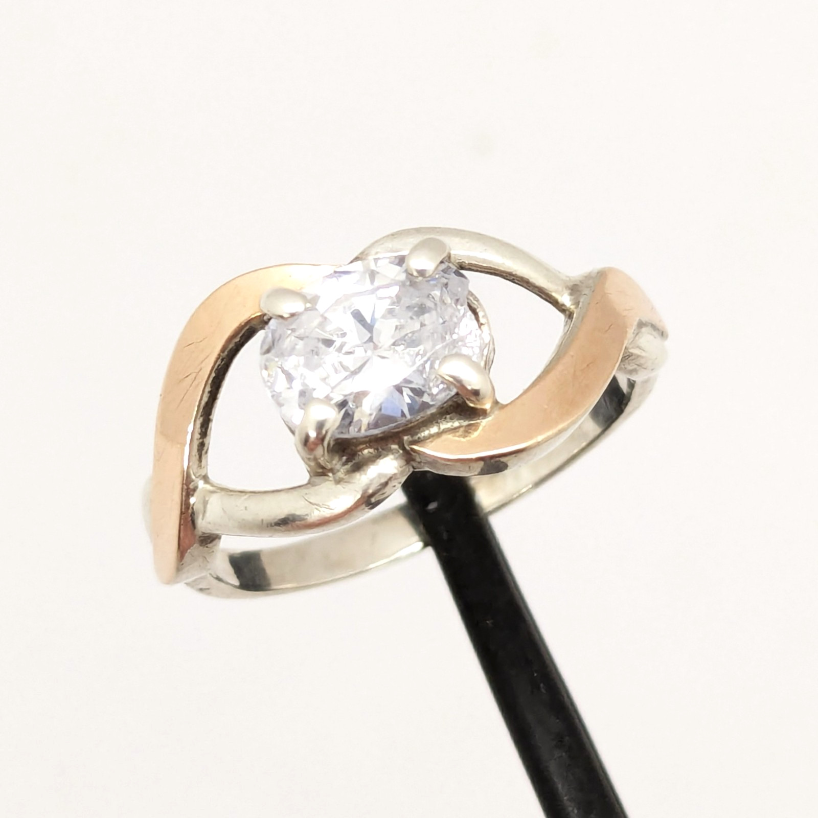 Vintage Luxury RING Silver 925 with Gold Inlay 375 -size: 7.5US (17.5mm)| UA #21