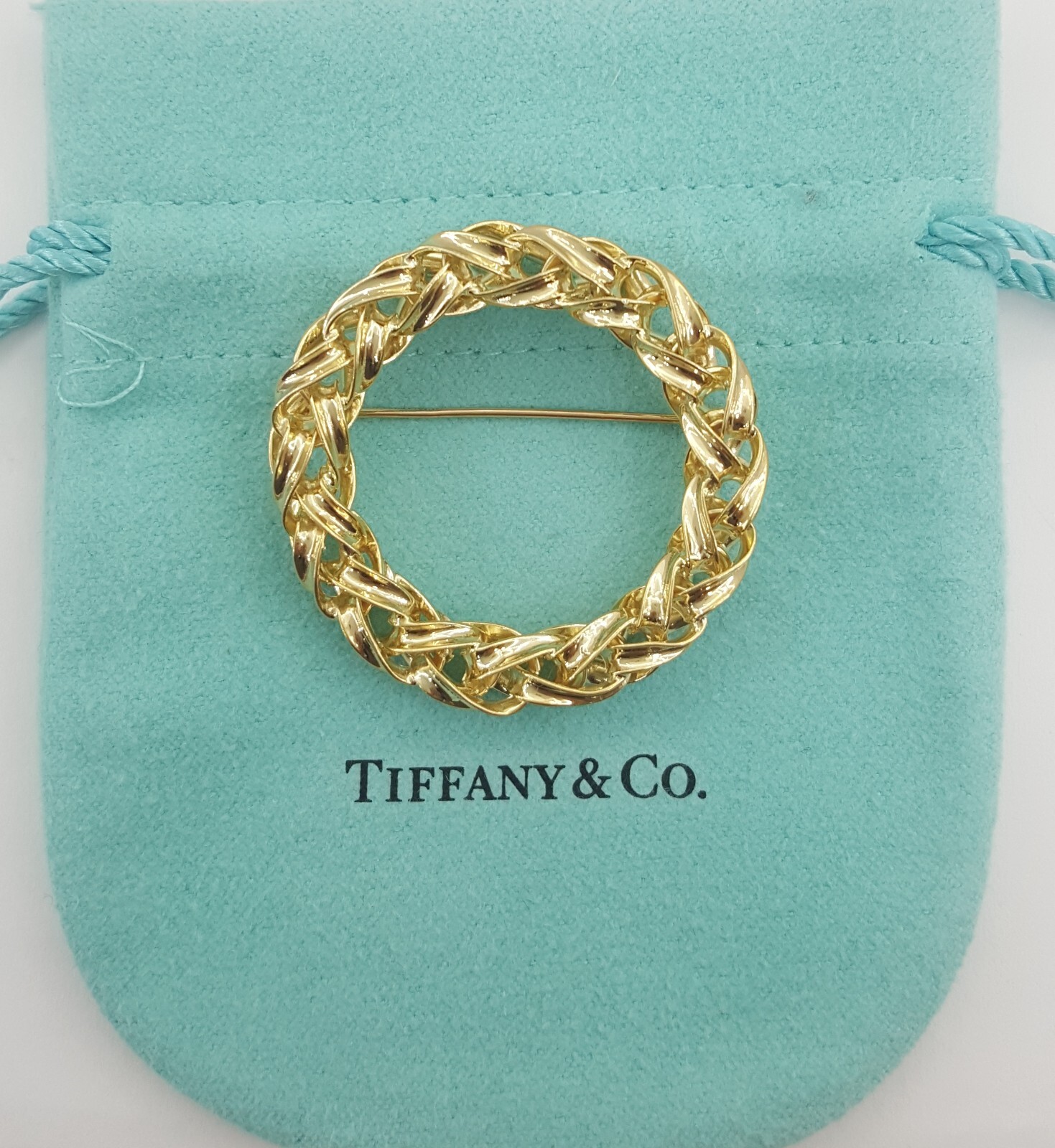 Tiffany & Co Vintage Circle Brooch Pin 14K Yellow Gold 12.8g 1.53″ 1970’s