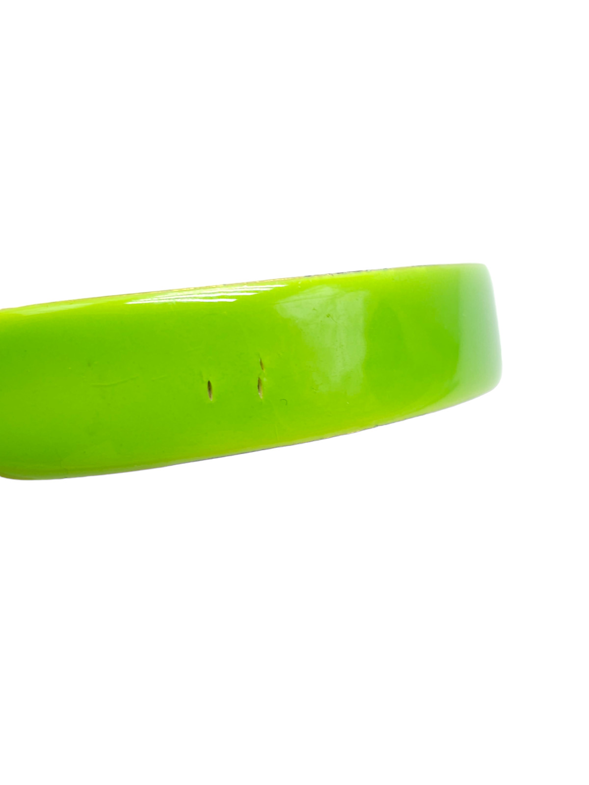 Weiss Lime Green Enamel Hinged Bangle Bracelet Gold Tone Vintage
