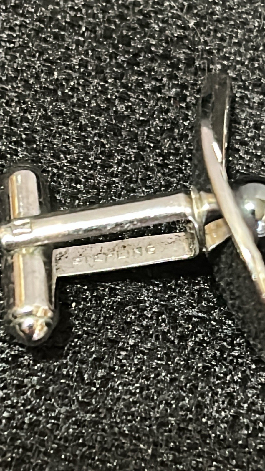 Vintage 925 Sterling Silver Classic Set Cuff Links & Tie Clip ~ Signed STERLING