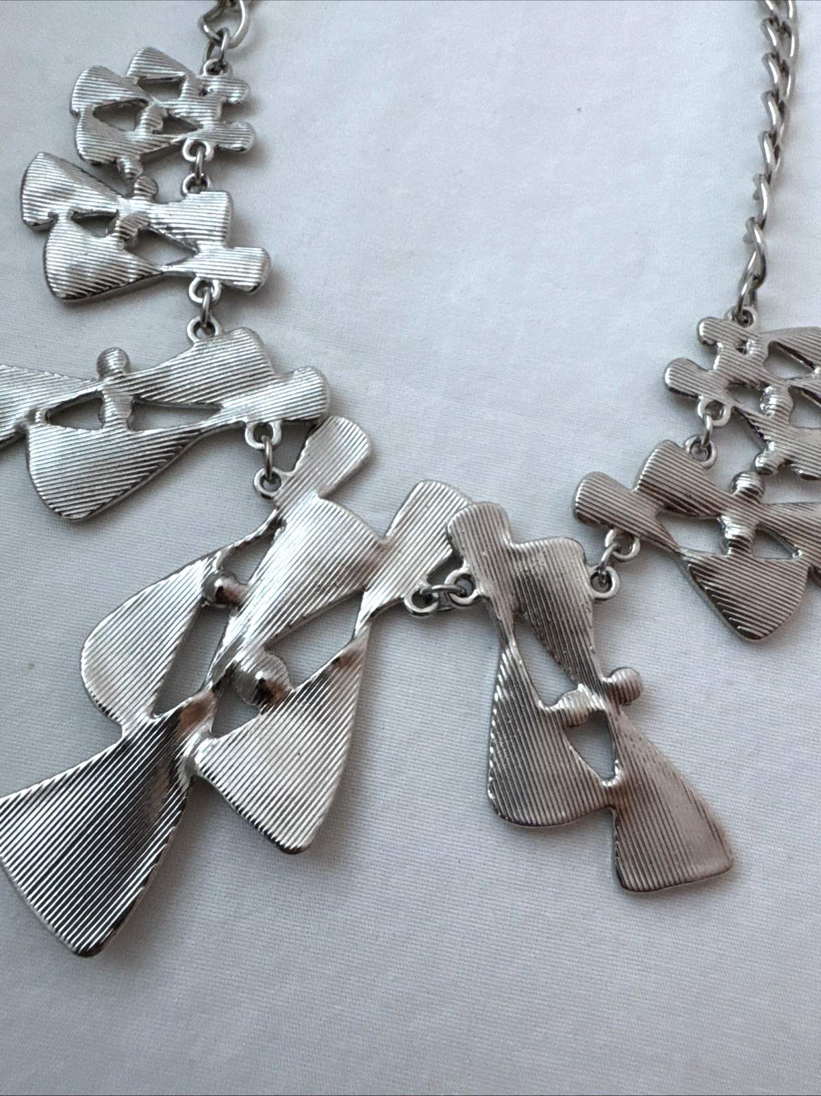 Vintage 1990s y2k Brutalist Textured Metal goth Modernist Necklace boho Unique