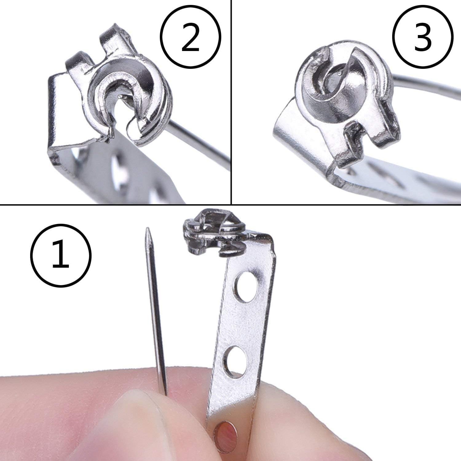 500 Pcs Silver Brooch Pin Backs 1″ Bar Pins 3 Holes Safety Clasps for Crafts, Je