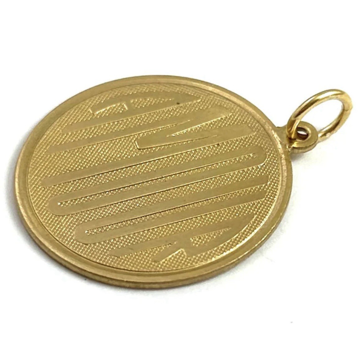 Vintage French Love Charm Amour Medallion Pendant Brass Metal Jewelry Gift