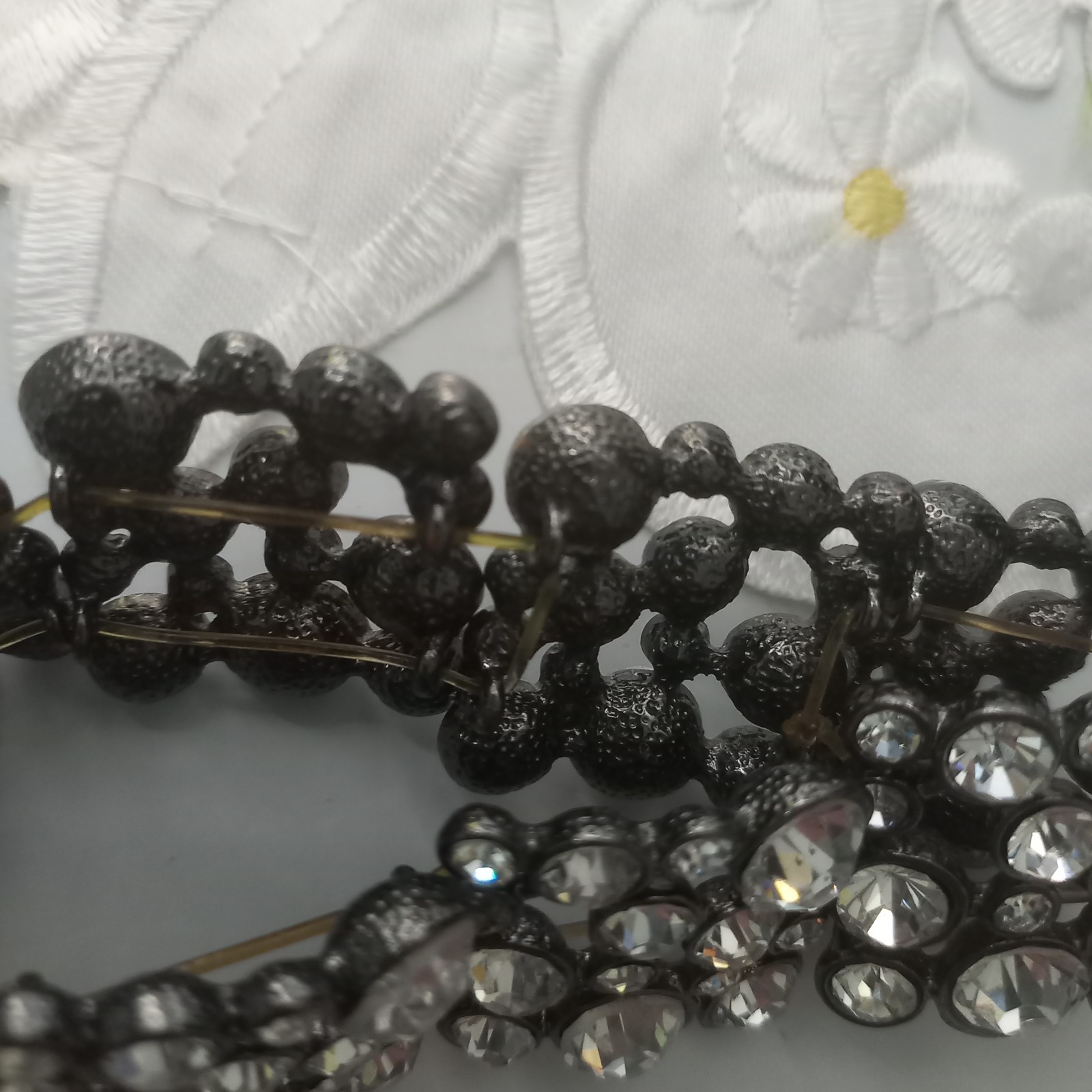 Vintage 1960s 1970s Unsigned Rhinestone Cluster Memory Wire Expansion Cuff Brace