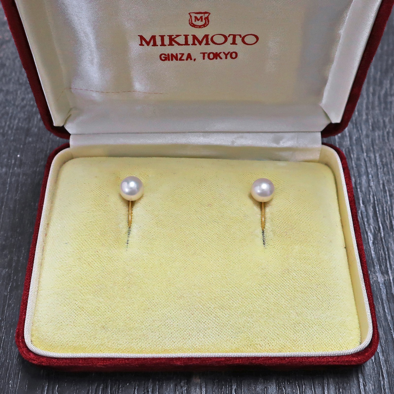 MIKIMOTO K14YG Yellow Gold Pearl Earrings #950c Rise-on