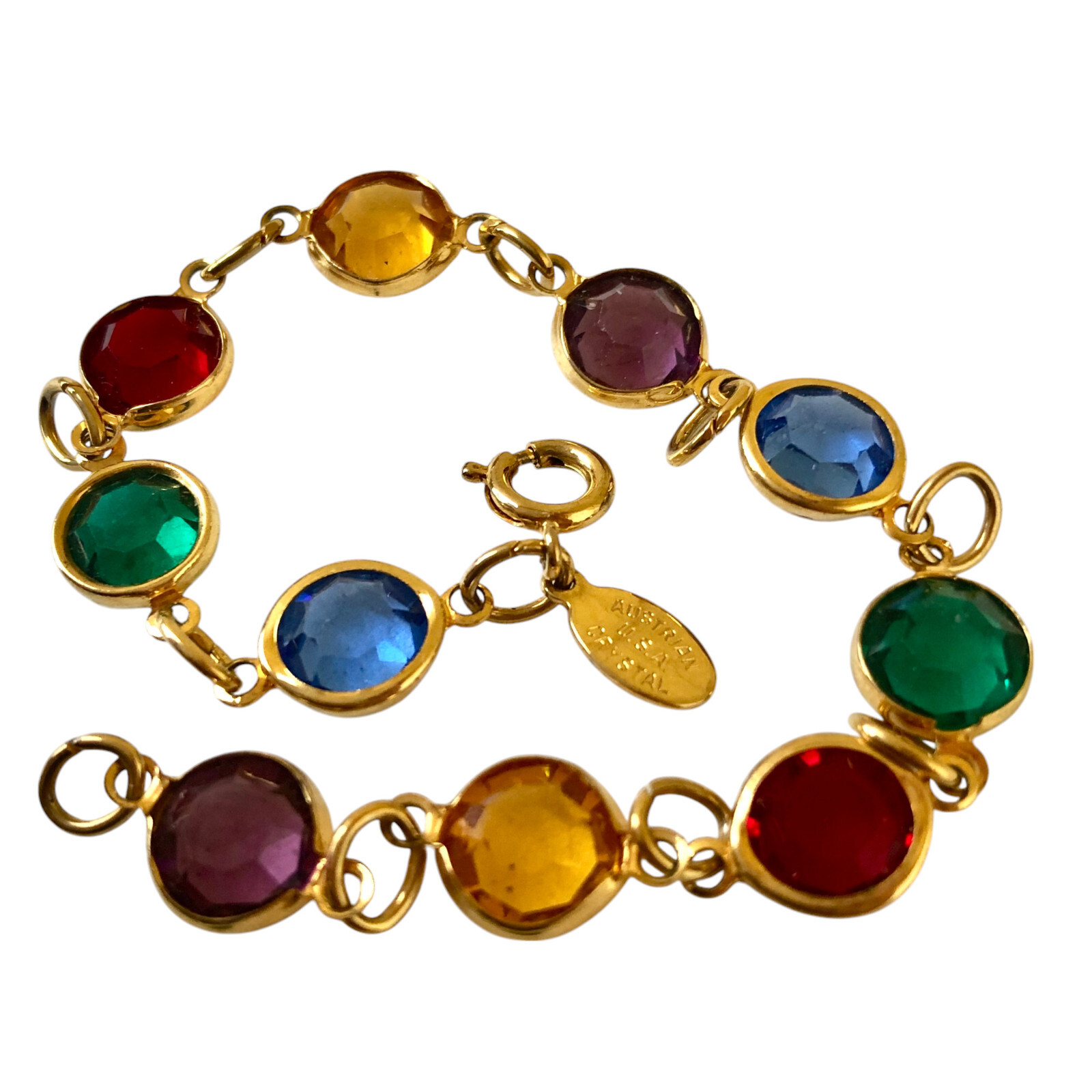 Vintage Genuine Austrian Crystal Bracelet Multi-Colored Made in USA