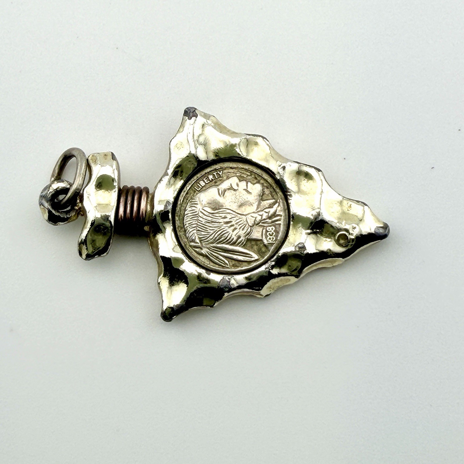 Vintage Miniature Indian Head BUFFALO NICKEL 1938 Arrowhead Pendant