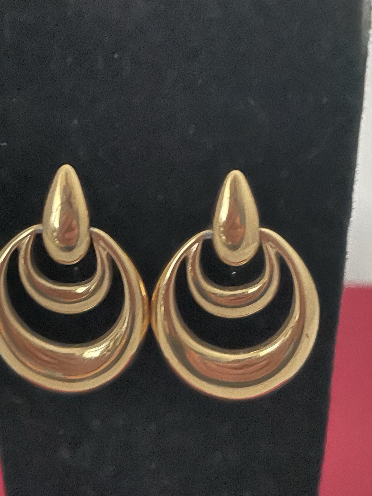 Vintage MCM Retro Napier Gold Tone Door Knocker Earrings
