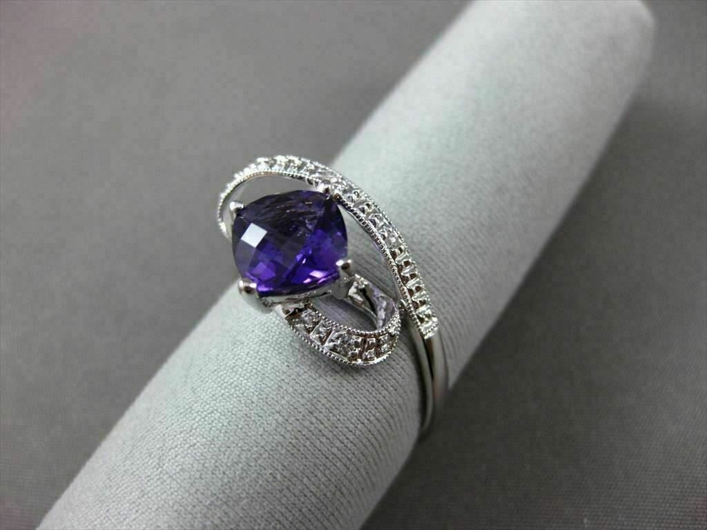 ESTATE LARGE 1.52CTW DIAMOND & AAA AMETHYST 14KT WHITE GOLD FLOATING 3D RING