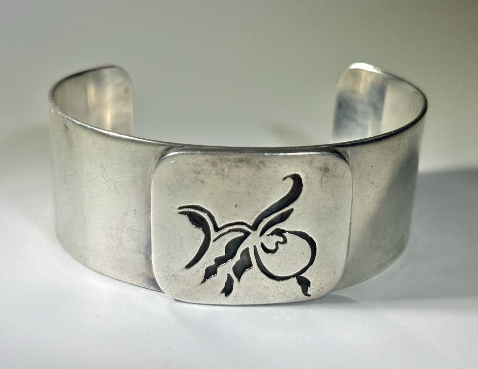 VTG 70s Sterling Silver Cuff Bracelet Bill Roach ROACH2 Abstract Modernist Art