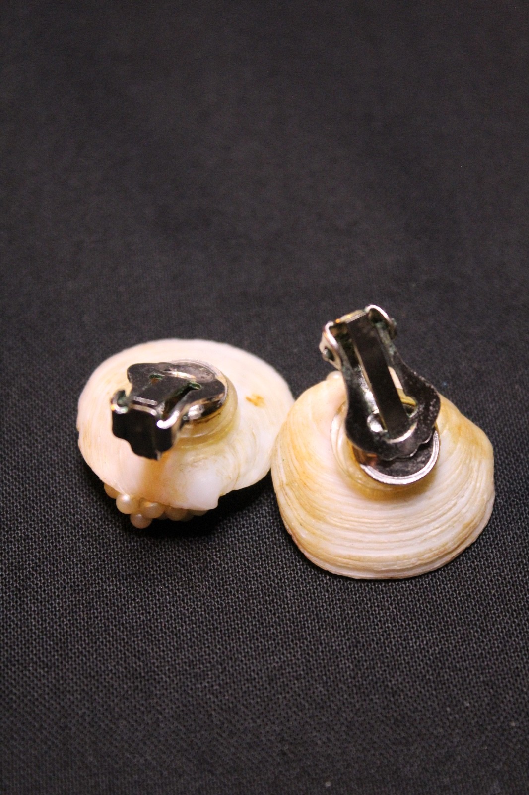 Vintage Shell Clip-On Earrings w/ Pearls & Starfish | Coastal Nautical