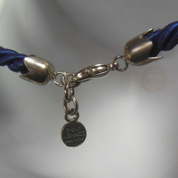 Vintage Signed Enny Monaco Blue Pendant Necklace 17.5″ Made in Italy