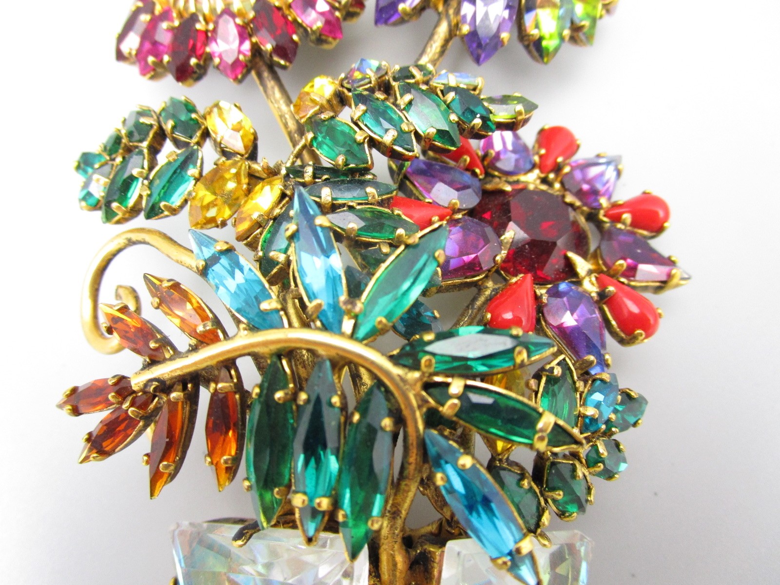 RARE HANNA BERNHARD FRANCE OVERSIZED 6″ FLOWER BOUQUET BROOCH PIN