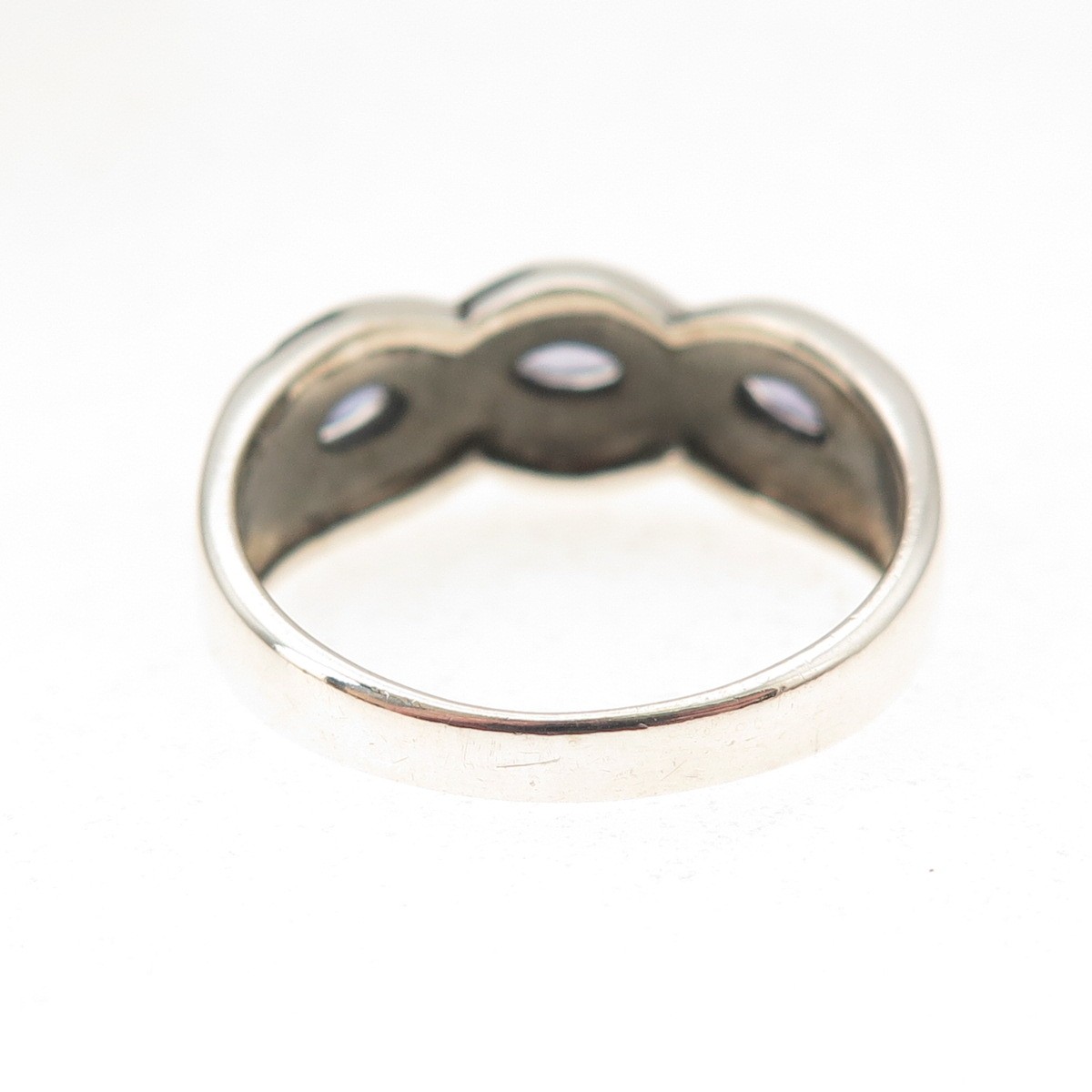 CNA Pranda Sterling Silver Vintage Real Iolite & Marcasite Oxidized Ring Size 9