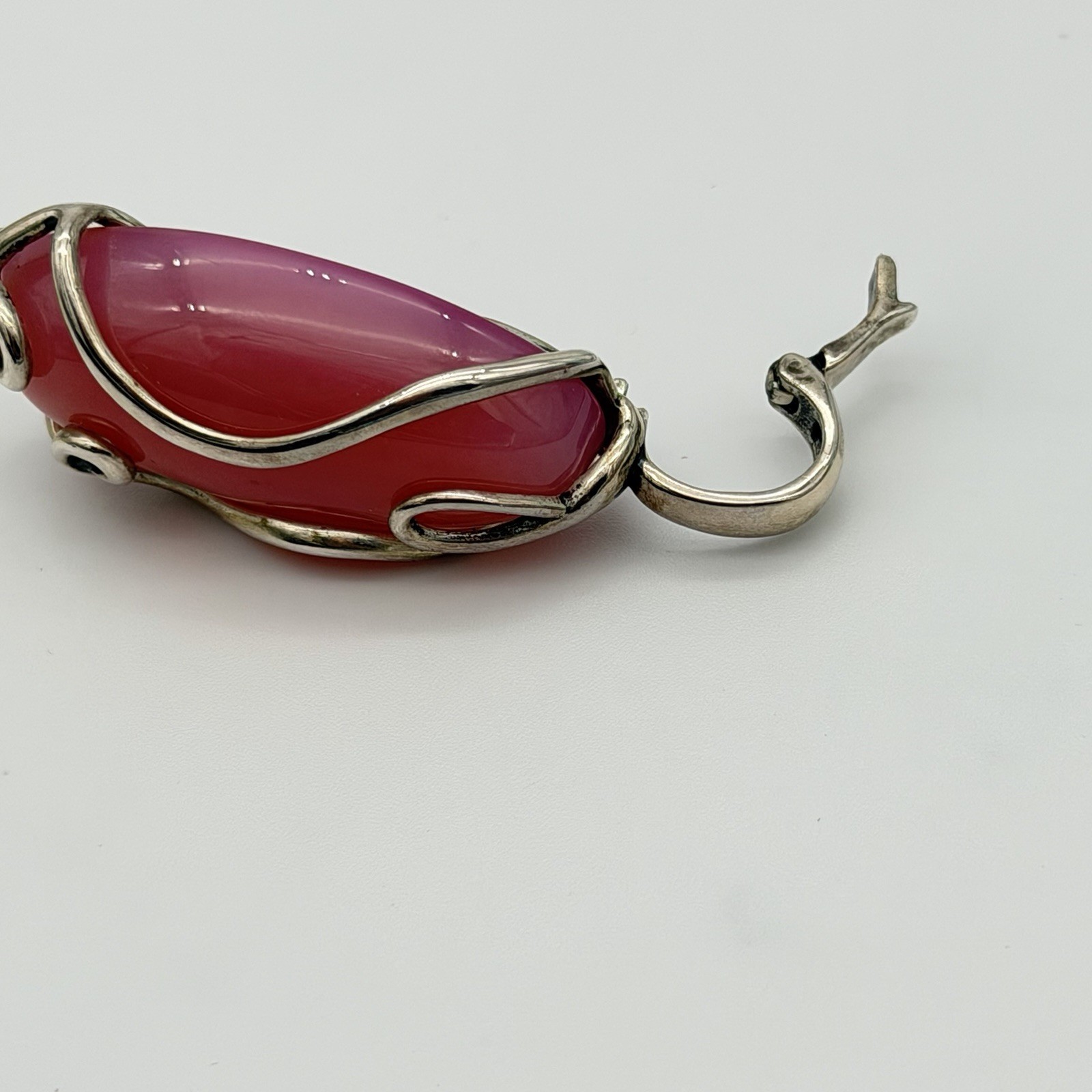 Carolyn Pollack Sterling Silver Pink Chalcedony Enhancer Pendant Modernist QVC