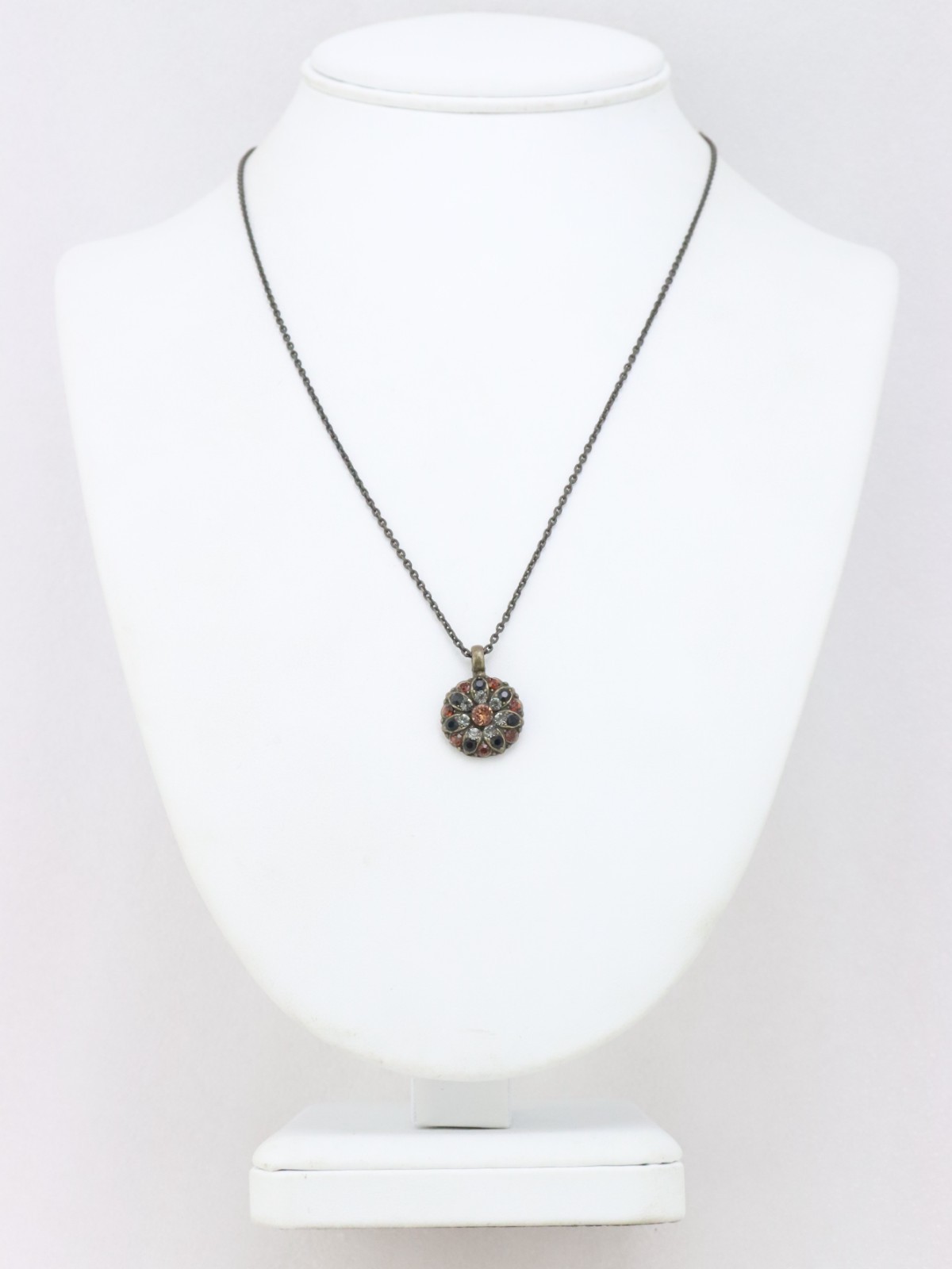 MARIANA Crystal Rhinestone Cherub Guardian Angel Pendant Necklace Orange Black