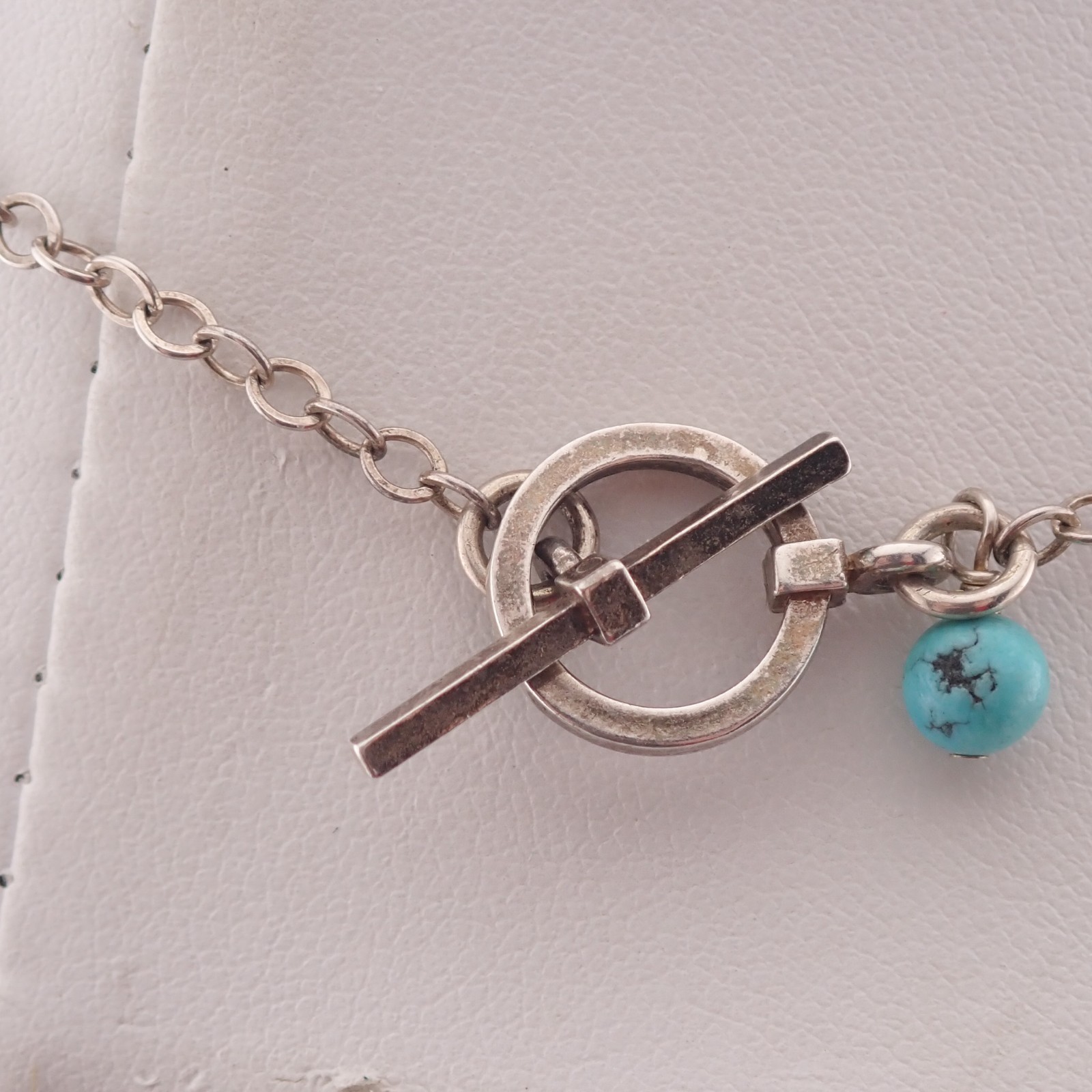 VTG Southwestern Sterling Silver Turquoise Horseshoe 16″ Toggle Necklace 7.9 gr