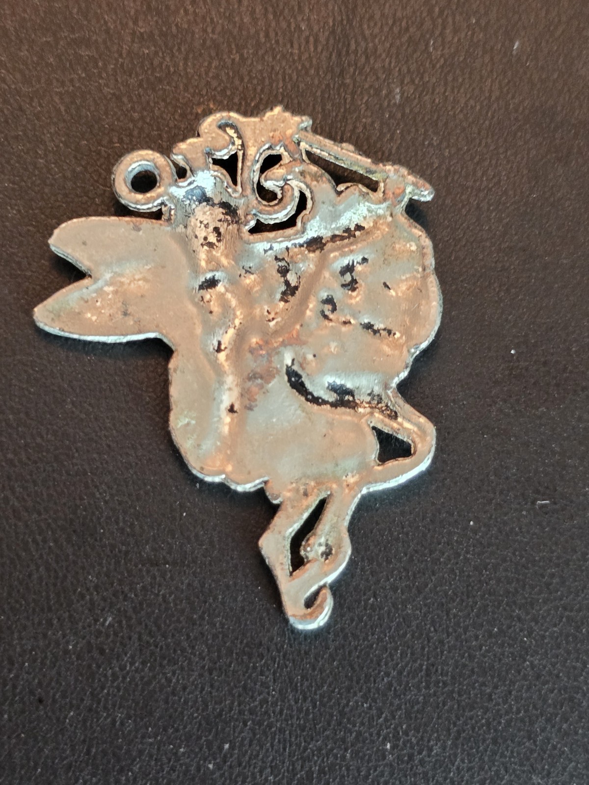 Vintage Fairy Ballerina Pendant Charm Silver Tone Winged Dancer Whimsical #492
