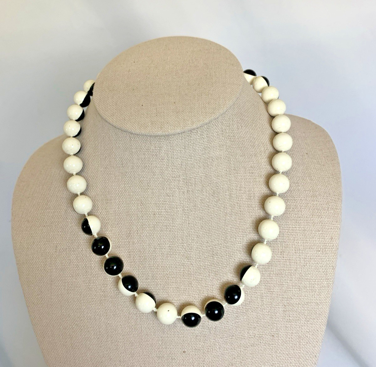 Vintage MOD Monochrome Jewelry Lot Black White Earrings Signed Tacoa & Necklace