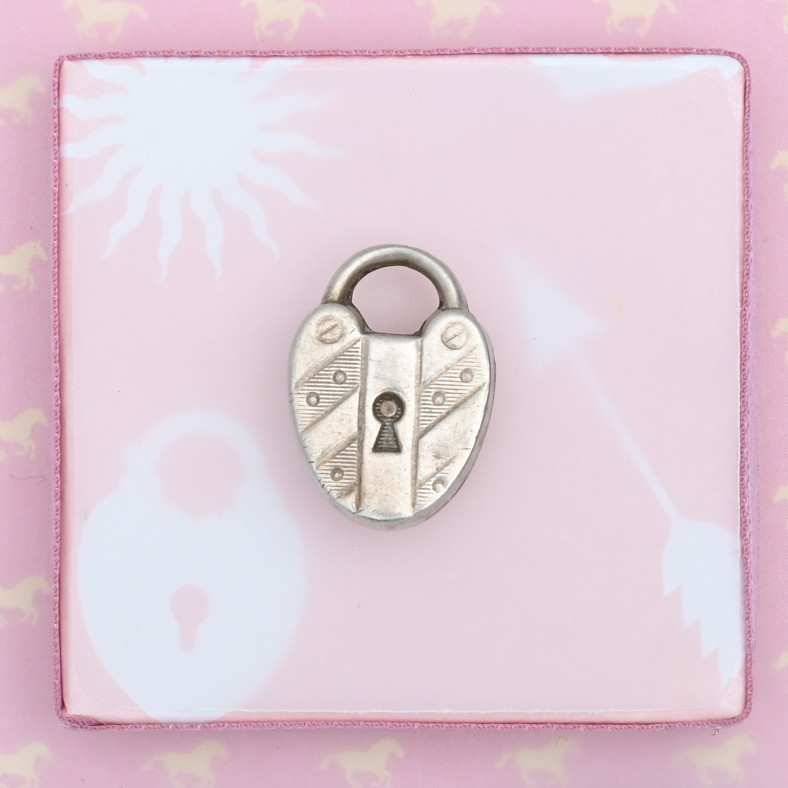 Antique Victorian TINY Padlock Heart 800 Silver Charm Pendant
