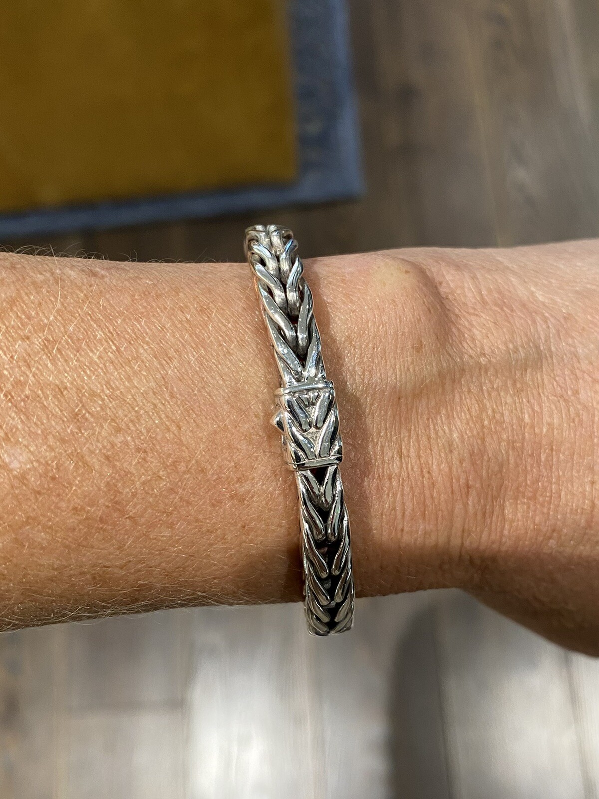 John Hardy sterling silver & copper spiga wheat chain bracelet, 5mm width.
