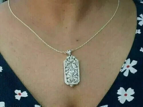 Engagement Anniversary 14K White Gold Finish Pendant 5.20Ct Marquise Cut Diamond