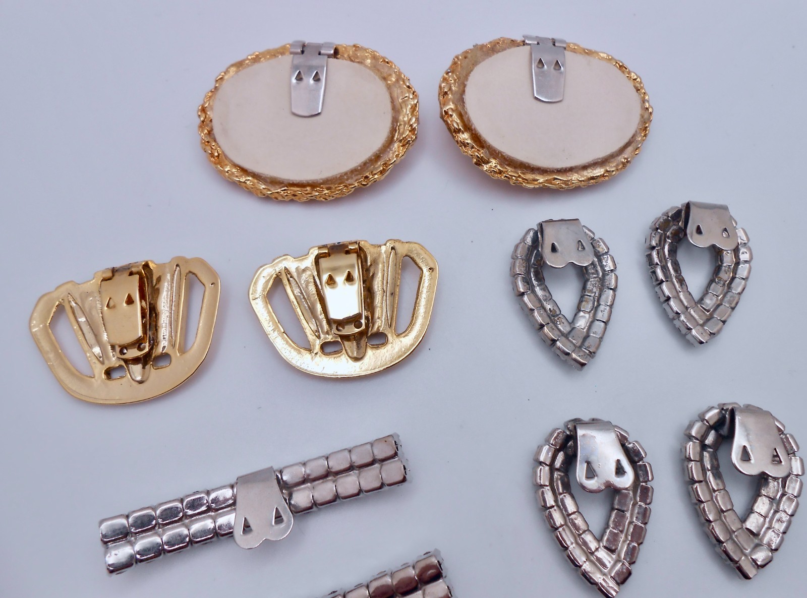 Vintage Shoe Clips Lot of Five 2 FRANCE Leather Enamel & 3 Clear Rhinestone L126