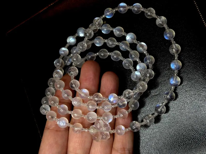 necklace moonstone rock crystal Art Deco style