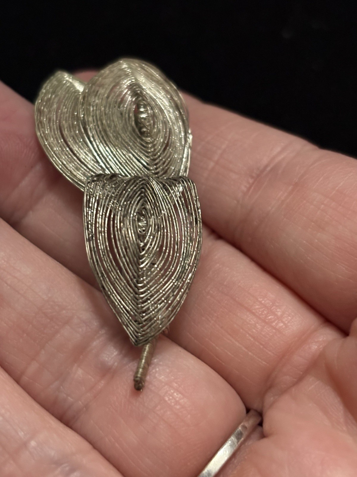2 Inch Three Leaf Wrapped Wire Silver Colored Brooch Pin (133)