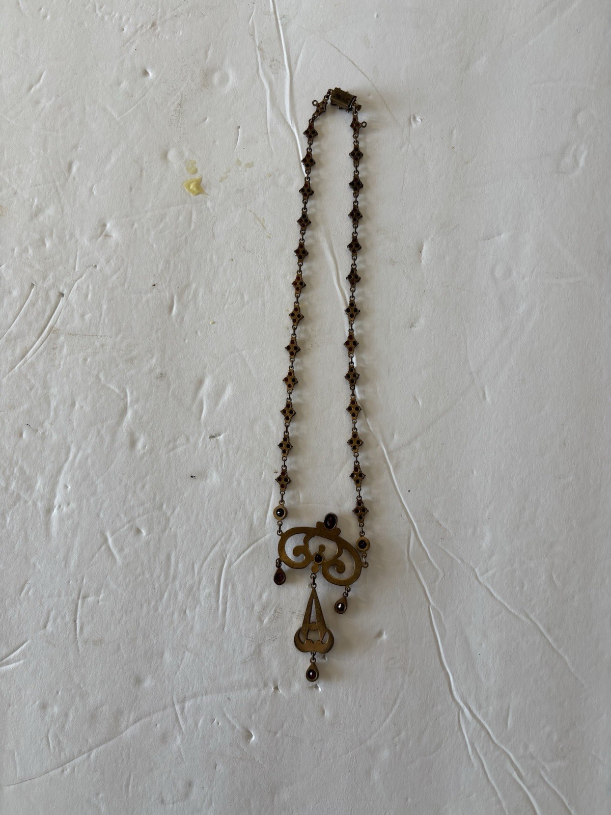 Antique Bohemian Garnet Festoon Drop Neclace Drape Bib Czech?