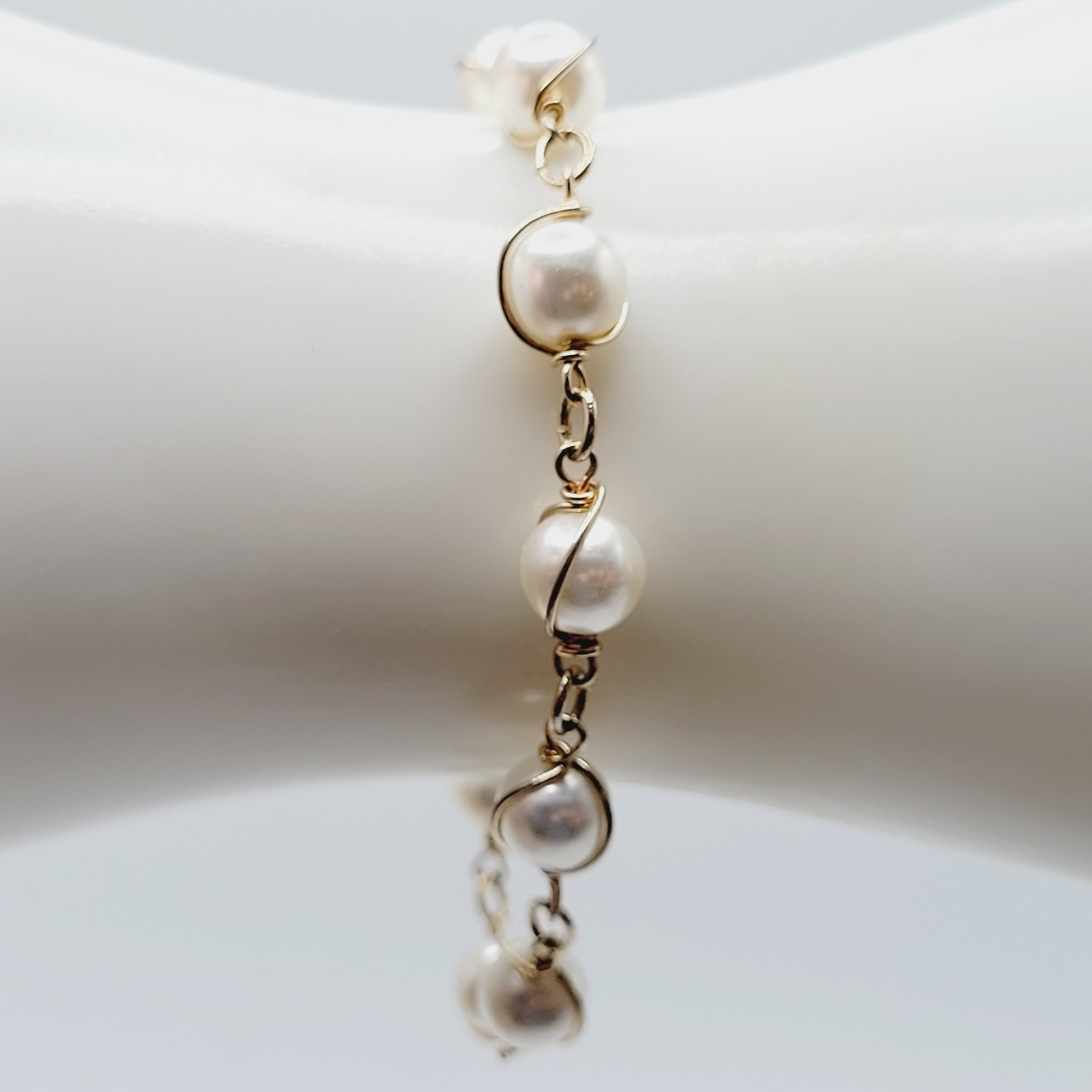Sarah Coventry Faux Pearl Caged Style Bracelet 7.25 in Necklace 16 in Vtg Signed