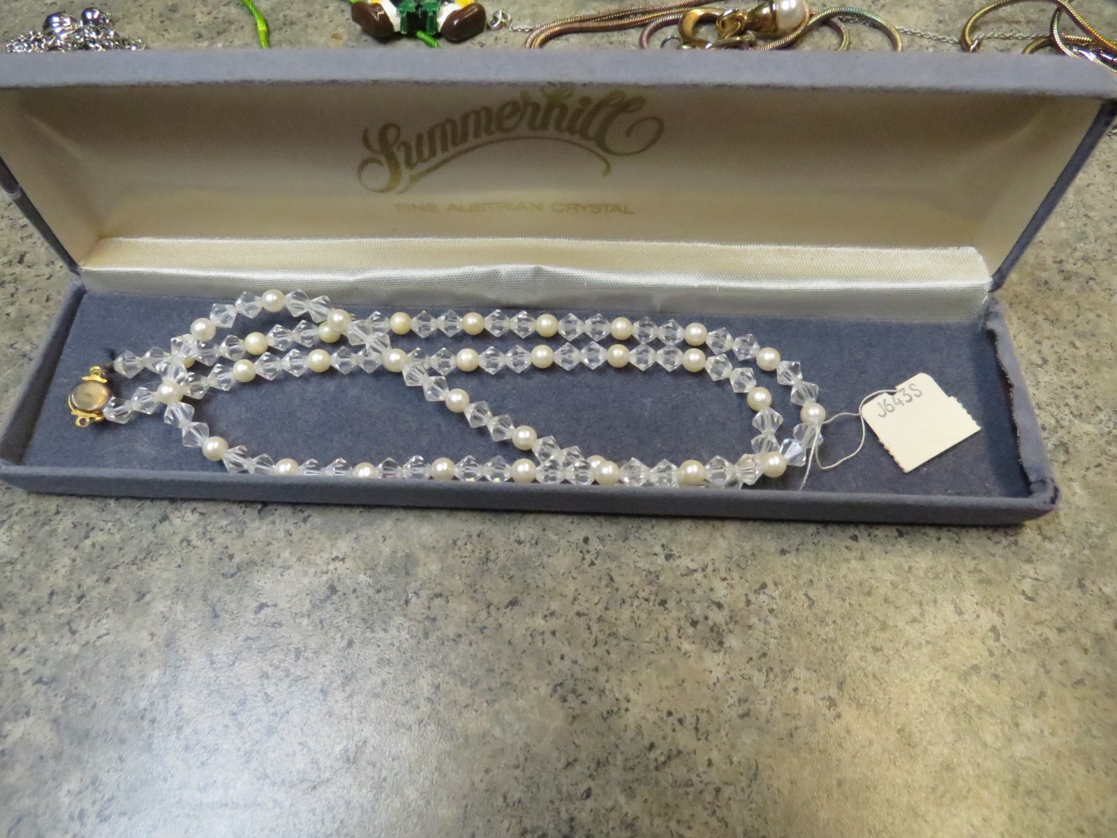 Vintage Austrian Crystal Necklace Clear 24″ Long USA