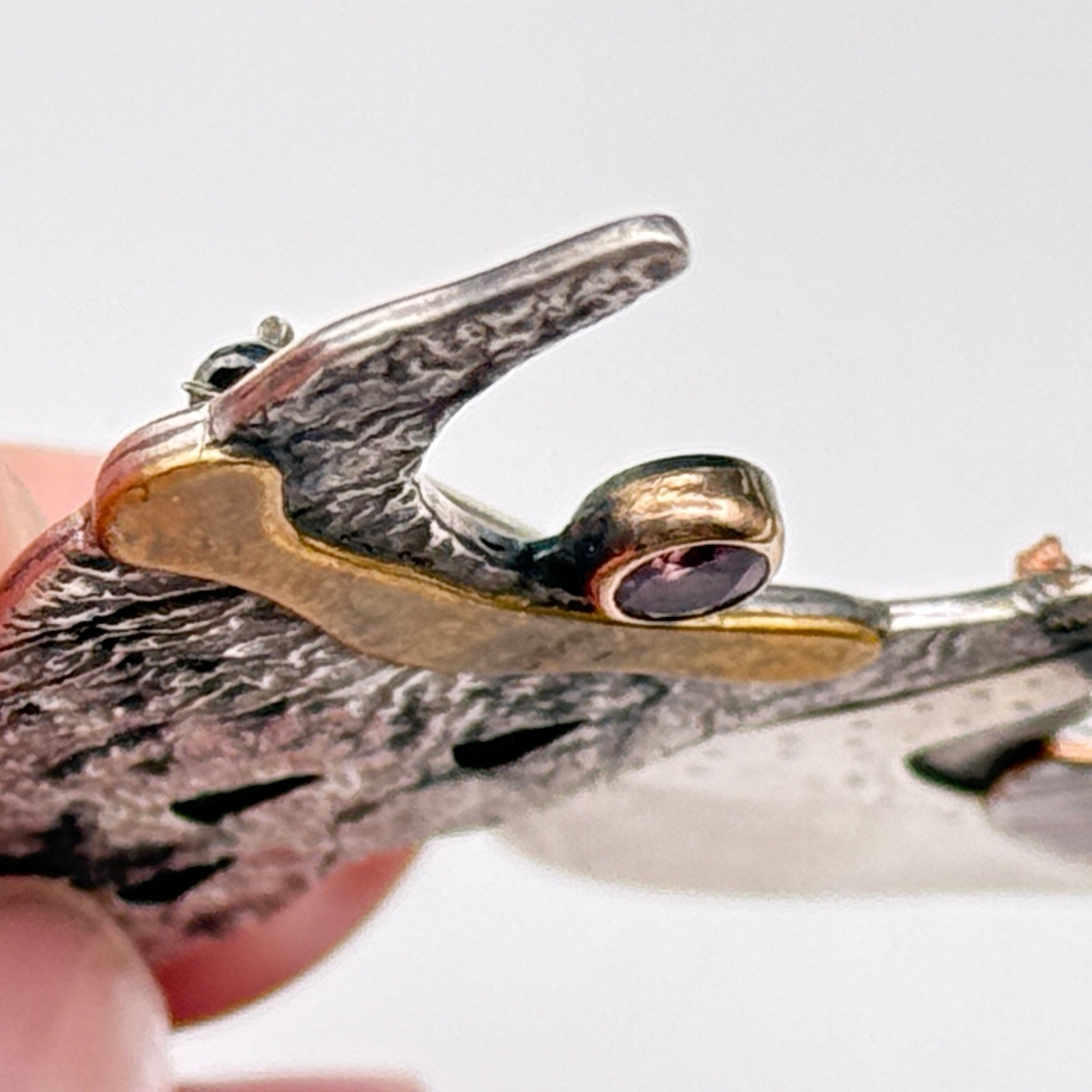 Vintage Modernist Abstract 14K Gold Sterling Silver Mixed Metal Pin Brooch