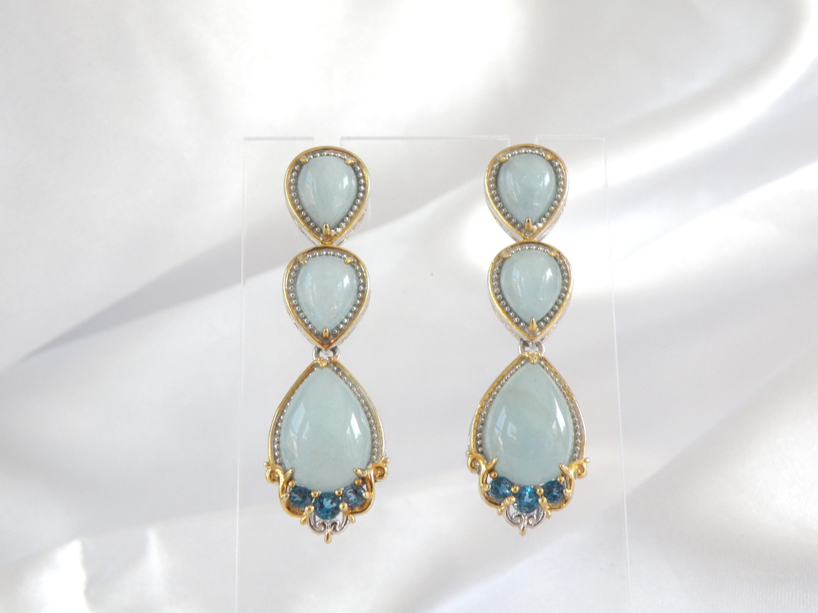 Gem En Vogue Michael Valitutti Sterling Silver 925 Milky Aquamarine Earrings