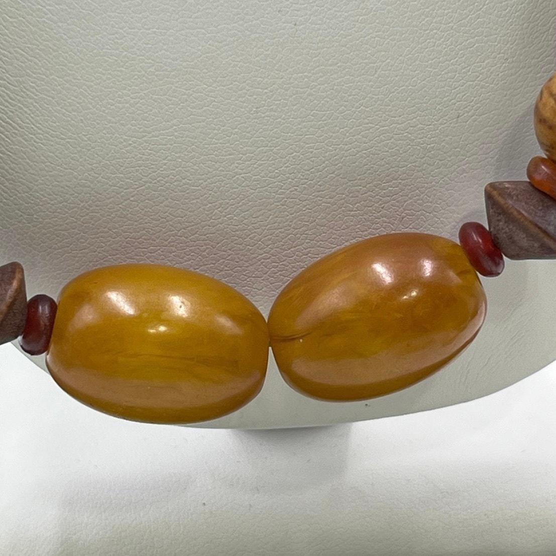 Antique Sterling Millefiori African Trade Bead Amber Resin Bakelite Necklace