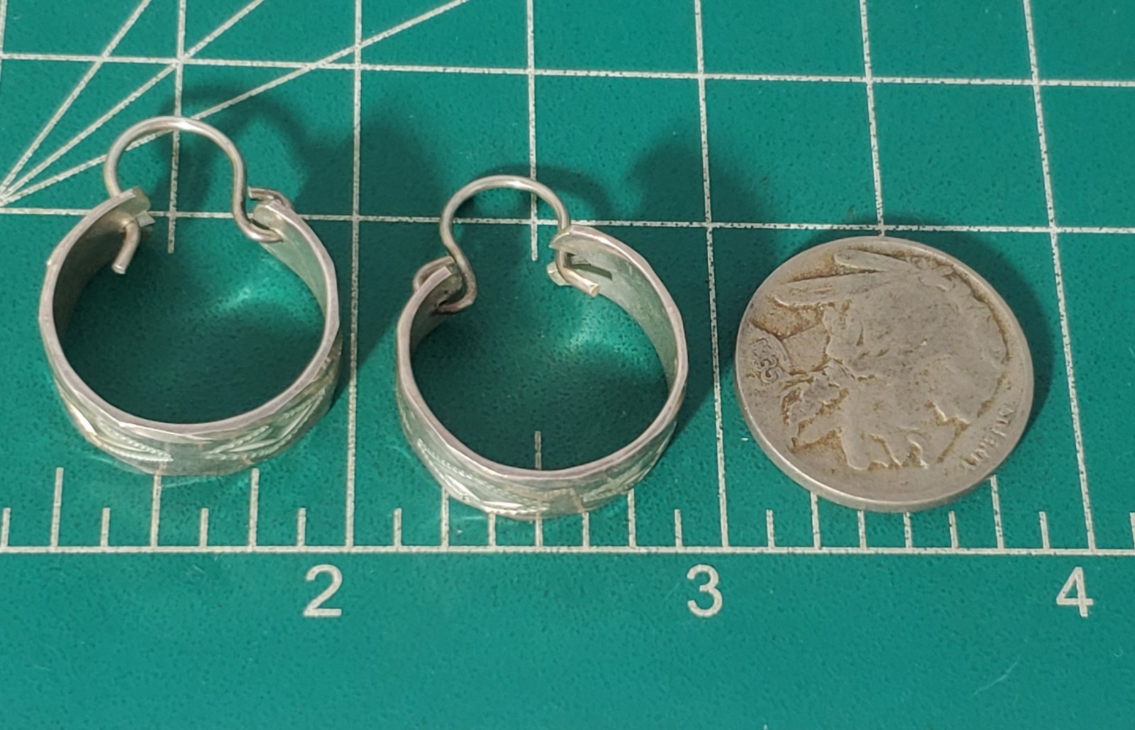 Vtg Sterling Silver SOUTHWEST Stamped Designs Dangle Drop Hoop Earrings Lot