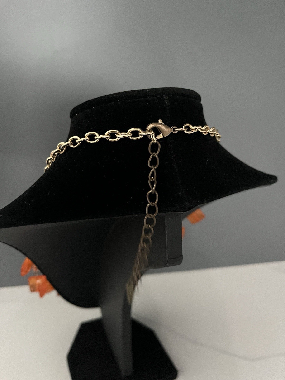 Vintage Orange Beaded Layered Bib Necklace Boho Retro