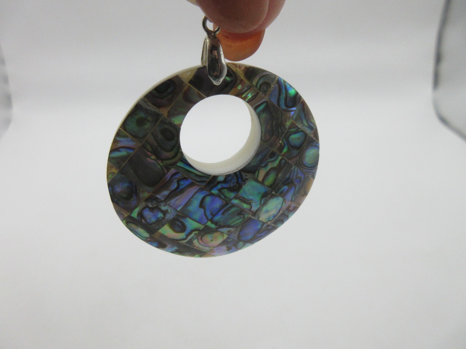 Lot of 2 Artisan Vintage Pendant Necklace MOP Mother of Pearl Abalone Sea Shell
