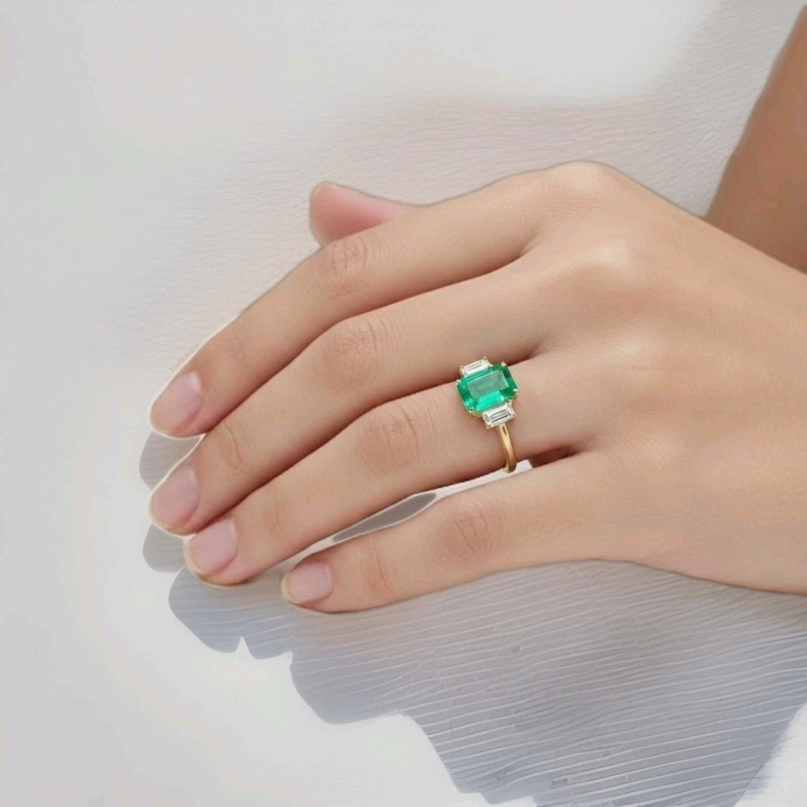 Vintage 14k Yellow Gold Engagement Ring3.02ct.Natural Colombian Emerald GIA Cert